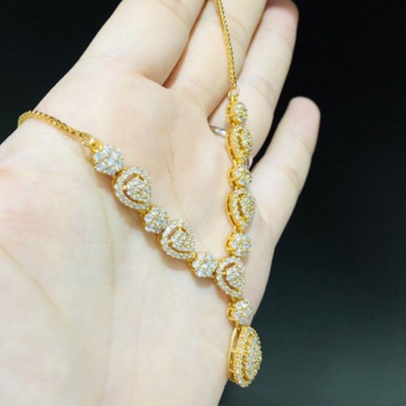 Kalung Tura berlian replika / replika berlian eropa/lapis emas 18k