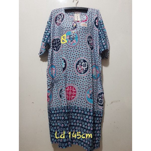 YULI - Daster kencana ungu  L5 JUMBO LD 135-150 CM PB 107 CM BATIK KU LEBEL PUTIH(KUP)-no 8