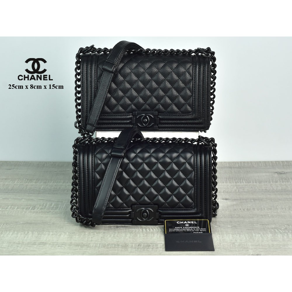 Tas Chanel Boy So Black Medium Hitam Semprem AH8811