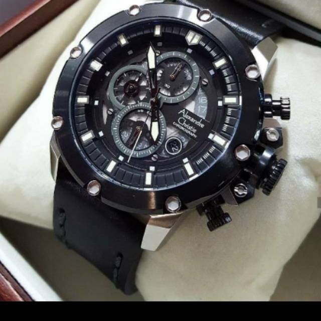 jam tangan pria Alexandre Christie AC 6416 silver black