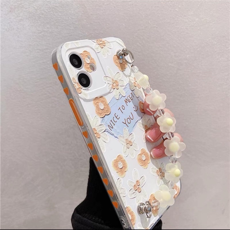 Gold Flower Chain Softcase Polos iphone 7/8+ XS XS Max XR 11 Pro Max 12 Pro Max