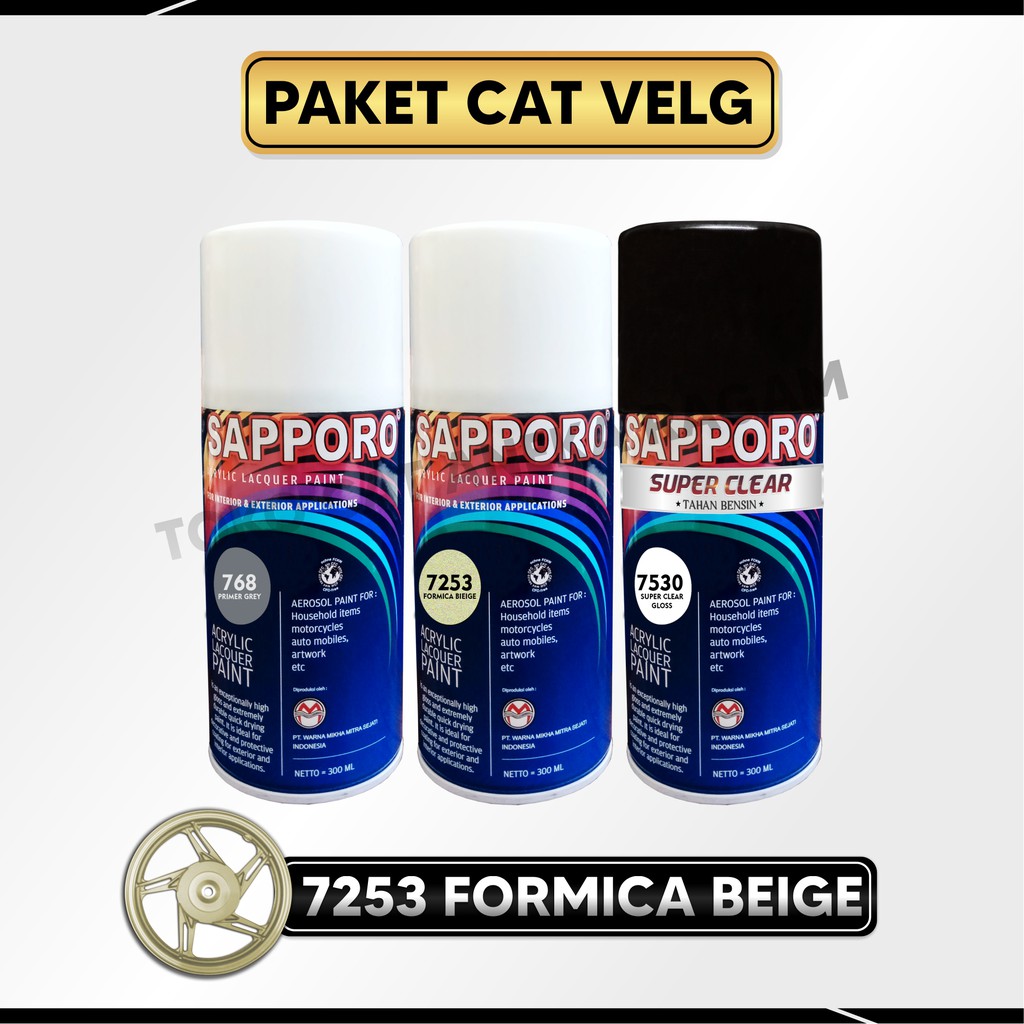 Paket Cat Velg 7253 Formica Beige / Sapporo / Cat Spray Semprot Aerosol Terbaik