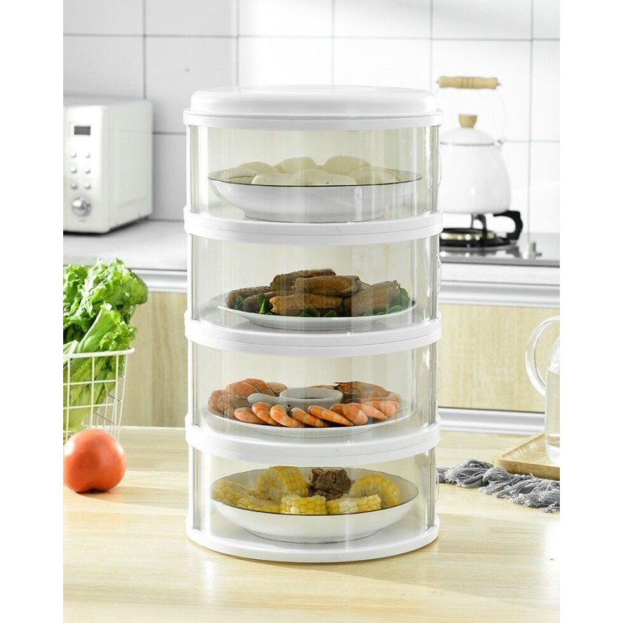 [ TERMURAH...... ]Tempat saji lauk makanan Rak lauk 4 susun tudung saji tutup