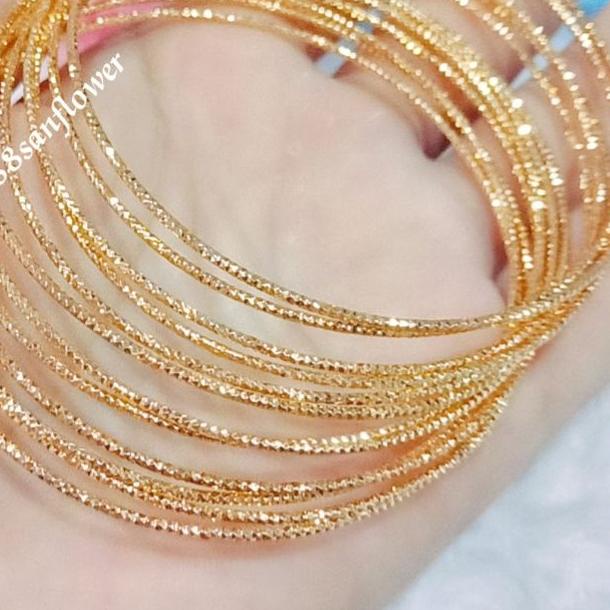 ◌ Gelang Keroncong India 12biji Perhiasan Lapis Emas Gelang Kroncong emas ☂