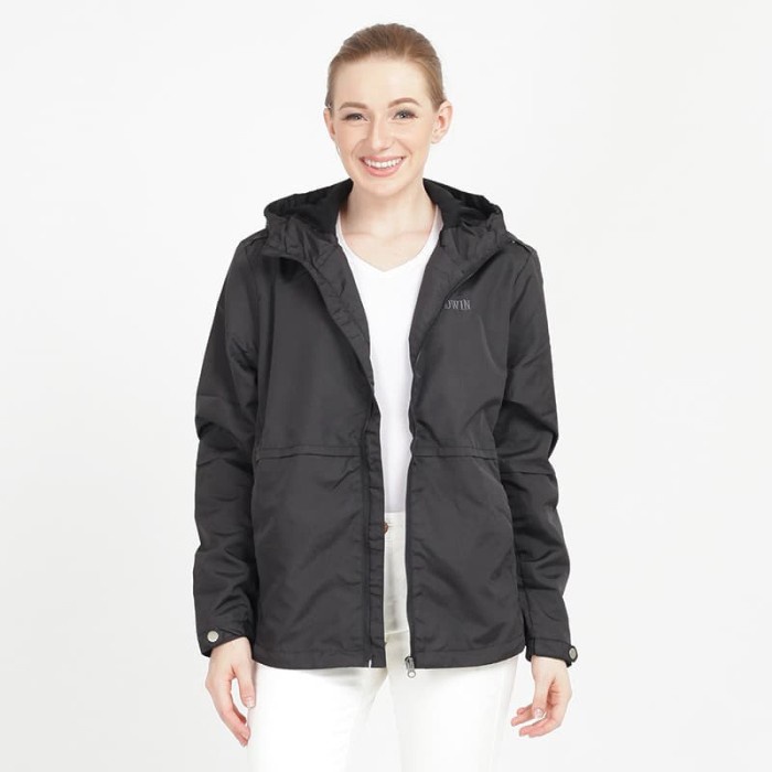 jaket wanita Edwin Jaket Parasut Unisex Darwin Black Slim Fit - Hitam, XL terbaru original jeans cro