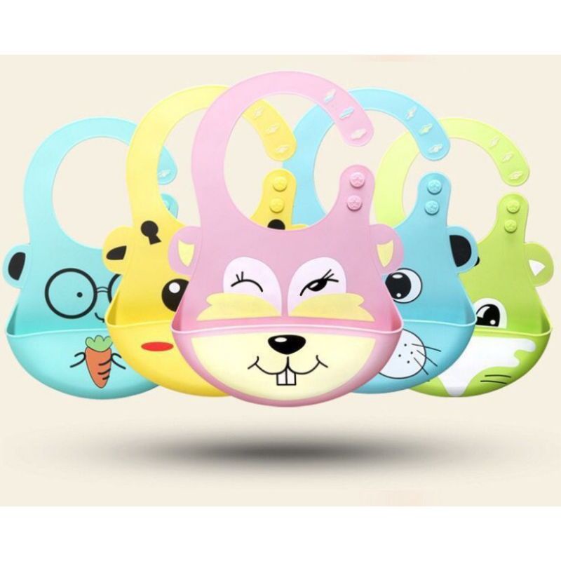 Slabber Silicone Bib silikon celemek makan bayi anti tumpah mudah dibersihkan