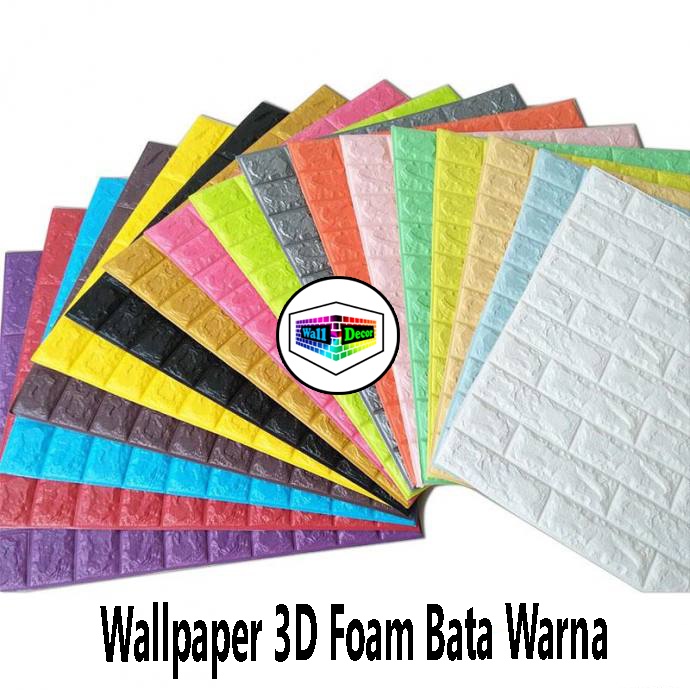 WD Wallpaper 3D Foam Sticker Warna Premium Wall Paper Tebal 3MM Wallpaper Stiker-4