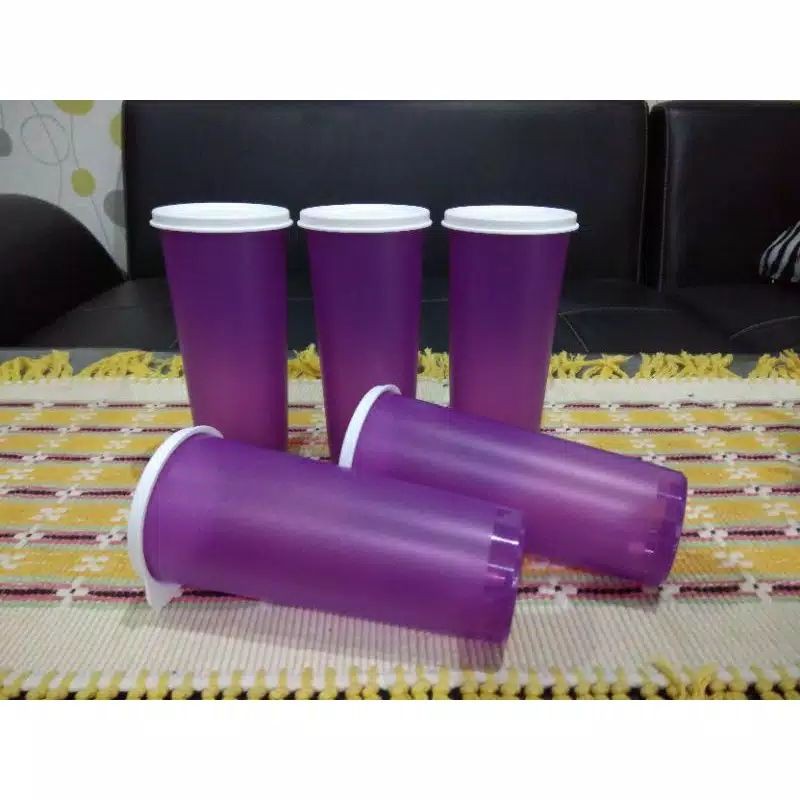 GIANT TUMBLER ECER 1PC WARNA PINK BIRU OREN MERAH UNGU HIJAU UNGU TUTUP PUTIH