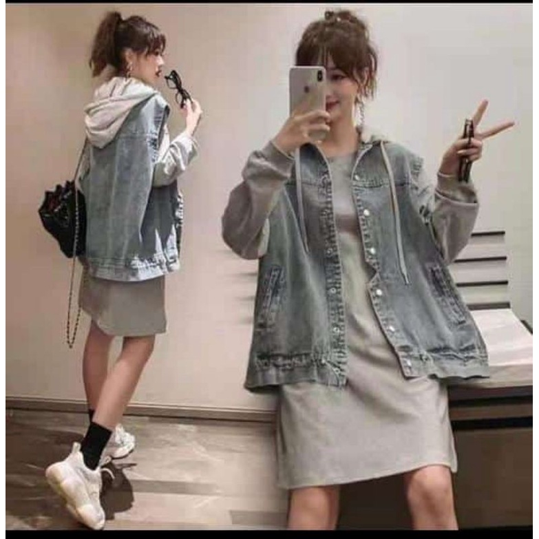 Atasan Tunik Rompi Hoodie Denim Import Caera (FCOTI364)