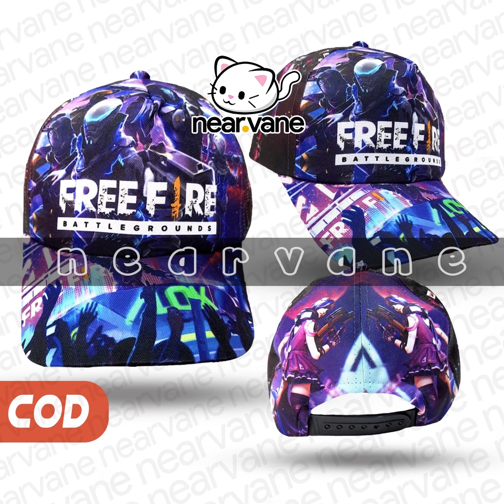 Topi Anak Free Fire Full Print Sublim Ungu Laki Laki Perempuan Keren Murah Original Cowok Cewek Usia Umur 2 3 4 5 6 7 8 Tahun