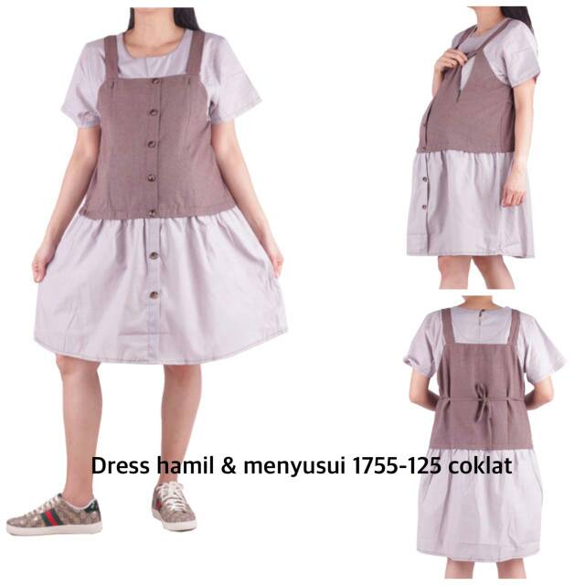 Baju hamil dres hamil dan menyusui 1755 coklat