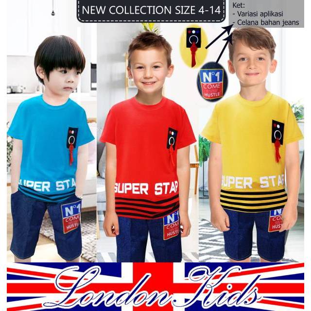 Setelan Anak Celana Jeans London Kids Super Star 2~7 tahun