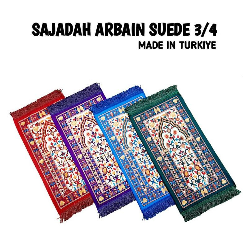 COD SAJADAH MUKA / SAJADAH TRAVEL / SUEDE TAMBANG / SUEDE ARBAIN 3 PER 4 / TIPIS TRAVEL Kecil Sajadah Turki Sajadah Anak Mini ukuran 35x65cm Bahan Suede Sajadah tipis Sajadah Turki