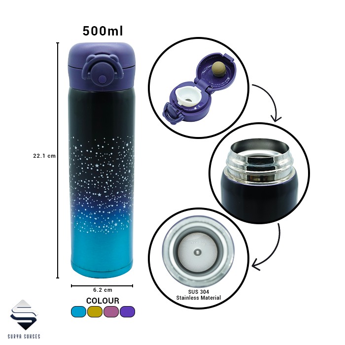 Termos Air Panas Clip On 500ml Vacuum FLASK-Termos Air Panas B89-3