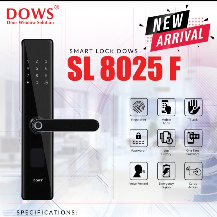 Handle pintu finger print, smart lock Dows SL 8025