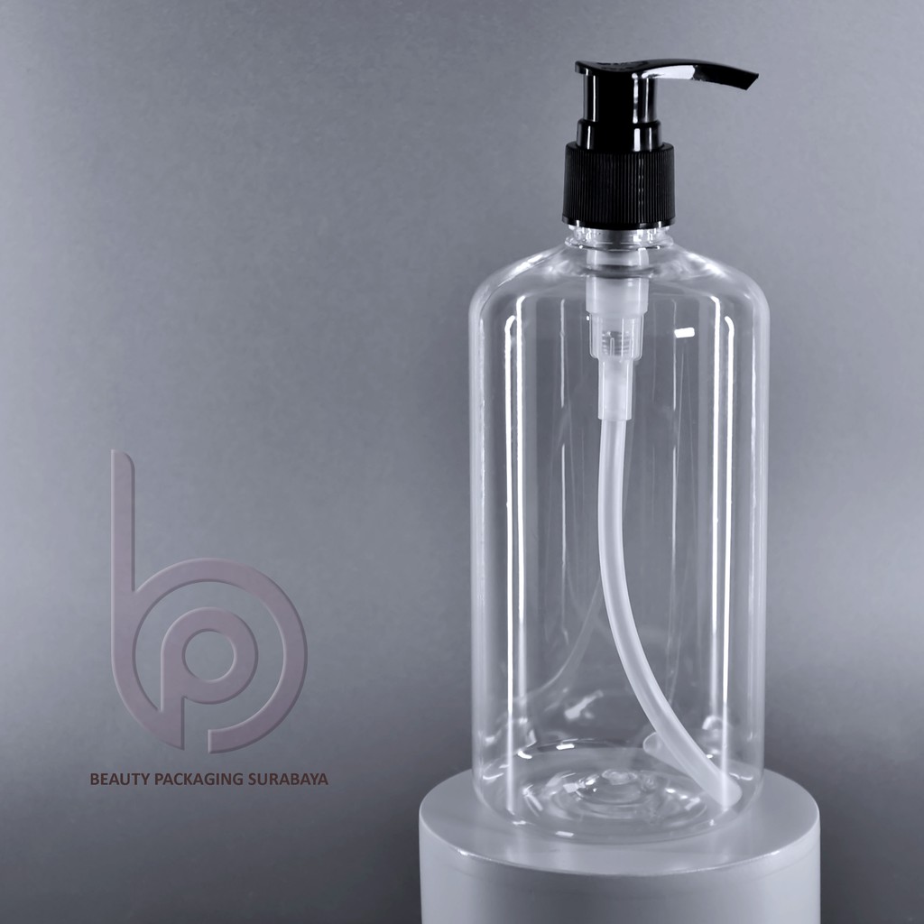 Botol Plastik PET 500ml BR neck 24mm bening Tutup Pump Lotion