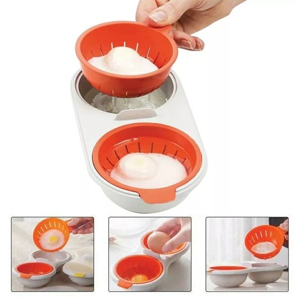 FMFIT Egg Poacher microwave double poach cooker steamer