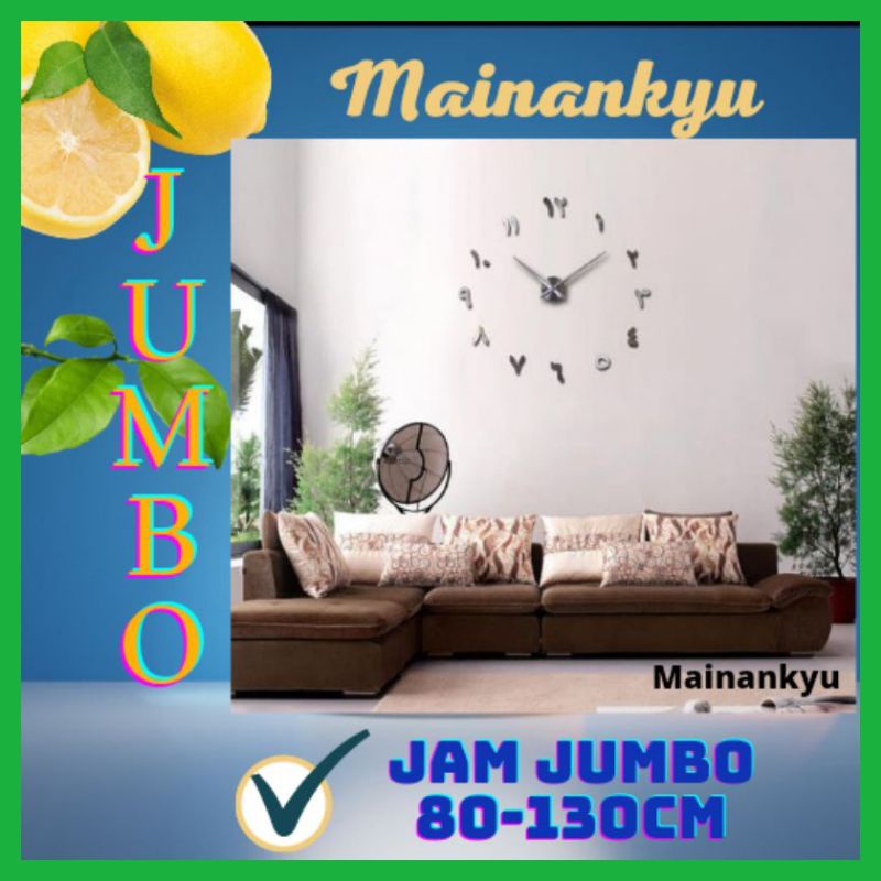 (MAINANKYU) Jam dinding besar ARAB kaligrafi Jam Tembok DIY Giant Wall Clock Quartz Creative Design