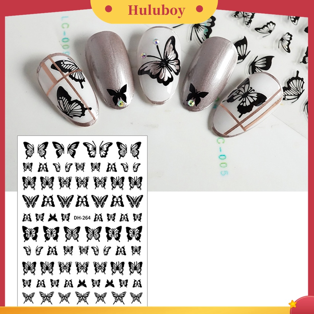 Huluboy Huluboy♡ Stiker Kuku Motif Kupu-Kupu Hollow Untuk Nail Art Wanita
