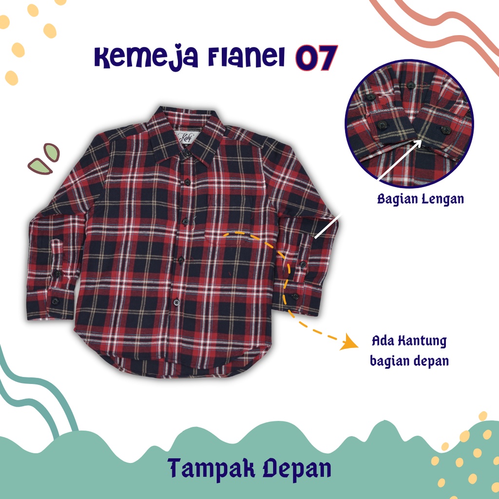 KAHF Baju Kemeja Anak Lengan Panjang Flanel Kotak Kotak Cowok/Pria 1-10 Tahun I KAHF Flannel Shirt K