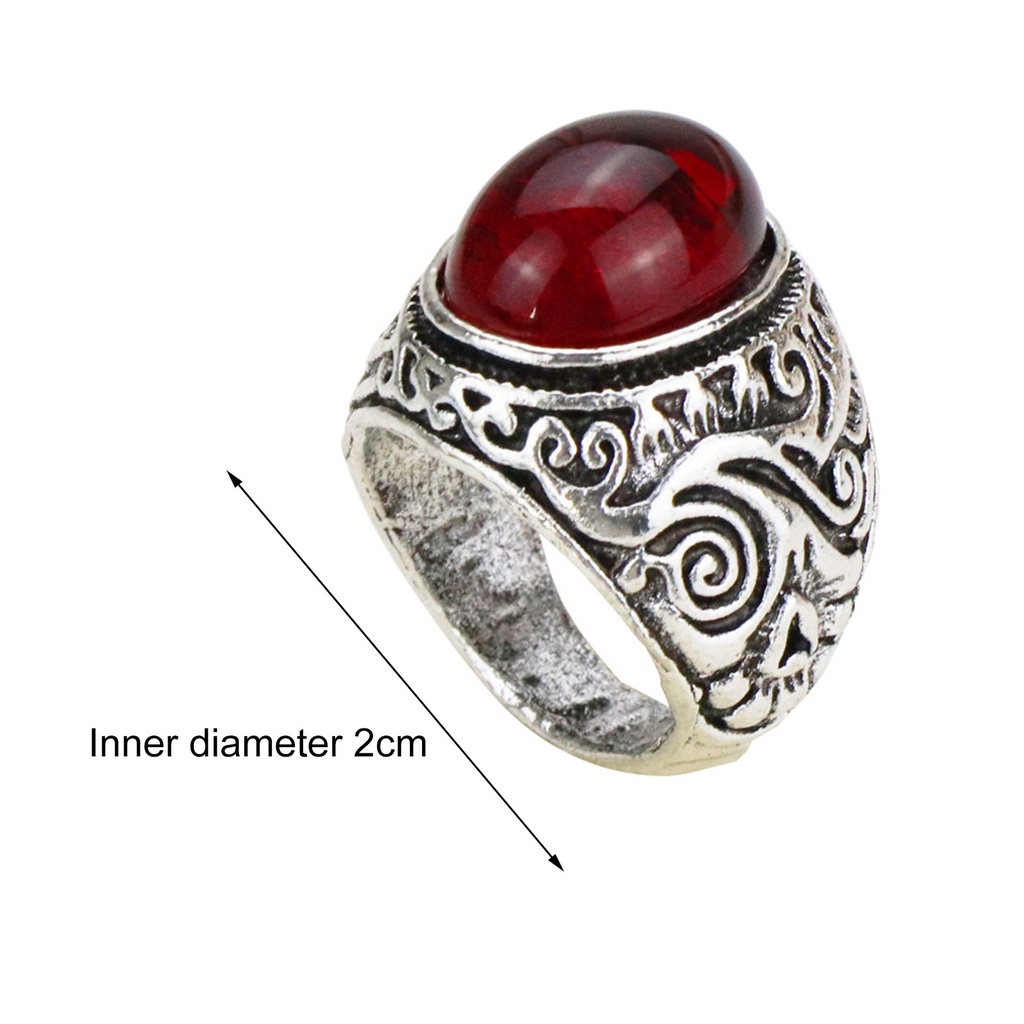 Hu Hu Hu Hu Hu Alat Bantu Pasang Kacamata♡ Cincin Bahan Alloy Aksen Batu Permata Imitasi Warna Merah Gaya Rock Untuk Pria