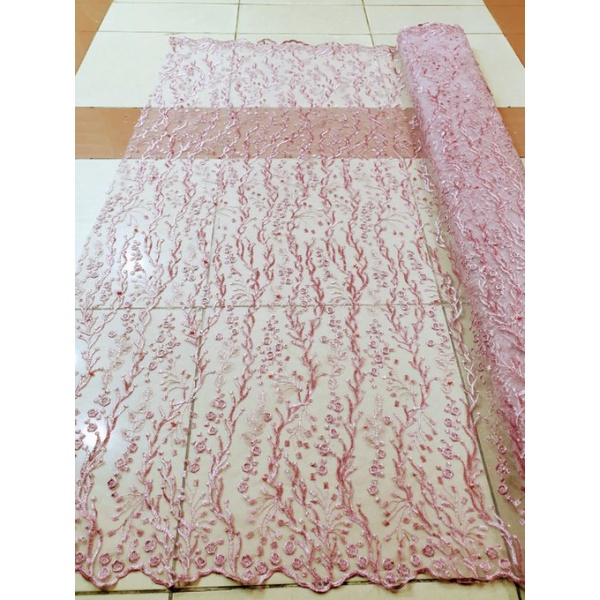 Bahan Tile Akar Rajut Pakai Mutiara Bunga