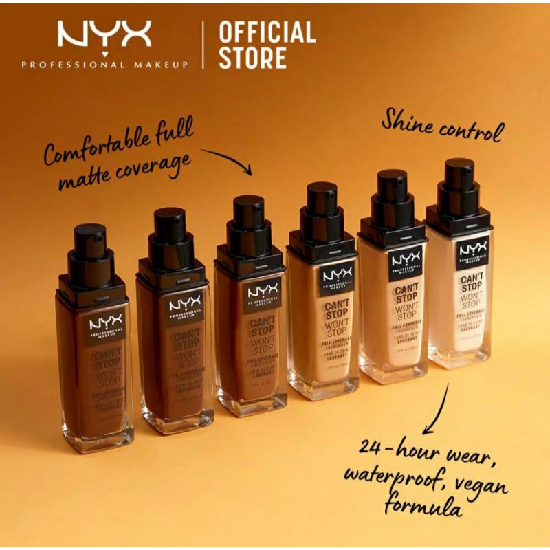 NYX Professional Makeup Can't Stop Won't Stop Liquid Matte Foundation (Waterproof, Tahan 24 Jam)