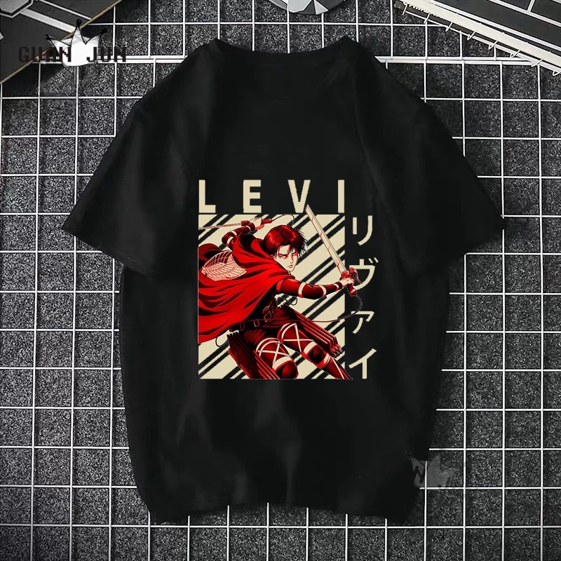 T shirt Baju kaos Levi Ackerman Rivaille Anime Shingeki No Kyojin Attack On Titan Kaos Anime Attack On Titan Levi Ackerman Mikasa Eren Big Size Kaos Anime Eren Yeiger Attack On Titan Aot Baju Anime Aot Anak Laki laki umur 10 Kaos Anime Aot Murah Anak