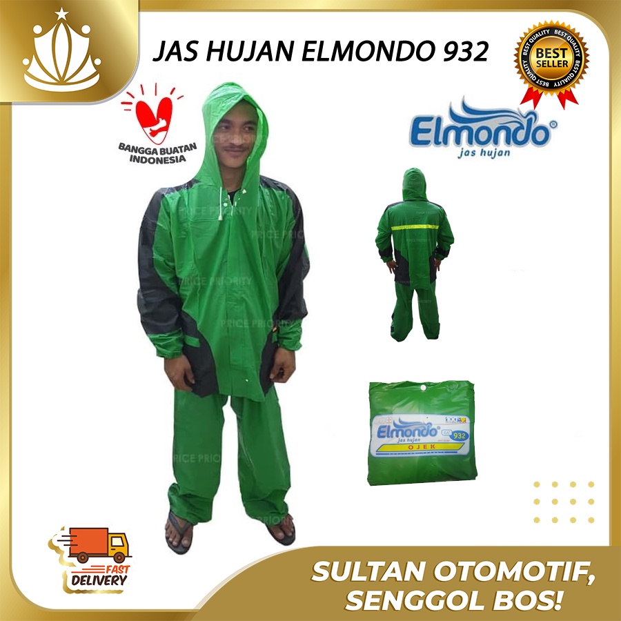 JAS HUJAN Setelan ELMONDO 932 Hijau Cocok Untuk Driver Online OJEK OJOL Universal
