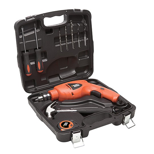 Black&amp;Decker HD400K9 Peralatan Bor Palu Dan Obeng Dalam 1 Set Koper