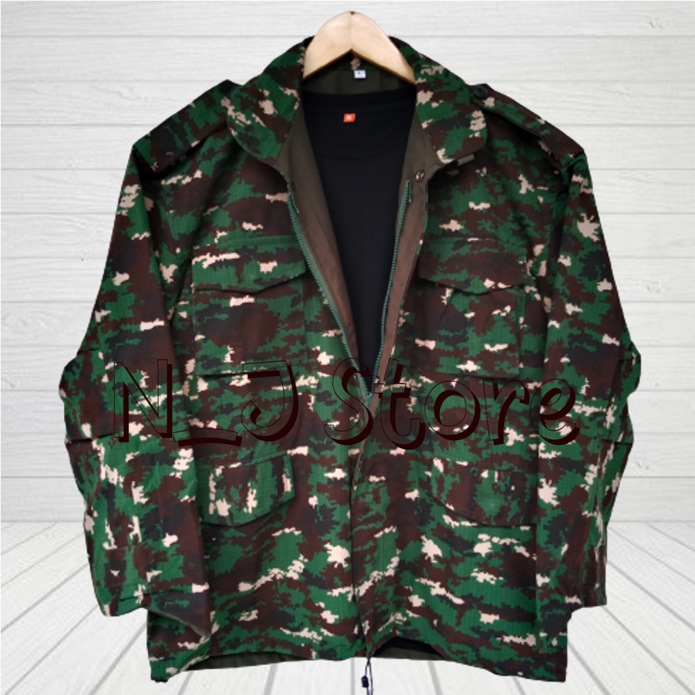 Jaket Semi Parka Army Loreng TNI NKRI Bolak Balik Terbaru Berkualitas Harga Terjangkau