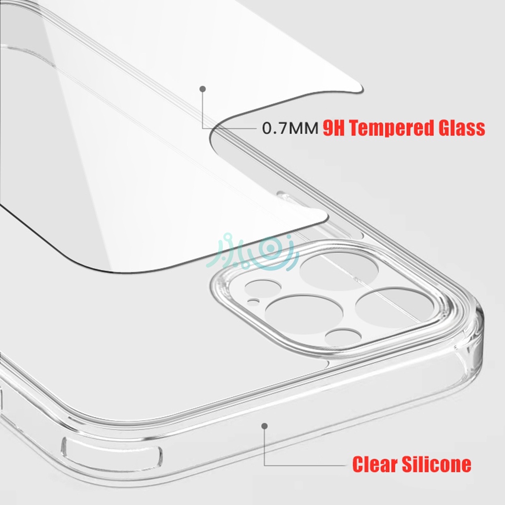 Tempered Glass case iphone 11 12 pro max X XS MAX XR 12 mini transparent silicone case full cover clear back cover shockproof case