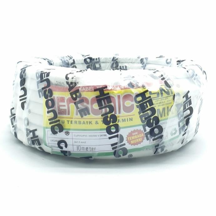 NYM PUTIH Hensonic 2x1,5mm 10 Mtr SNI FULL LMK / Kabel Listrik