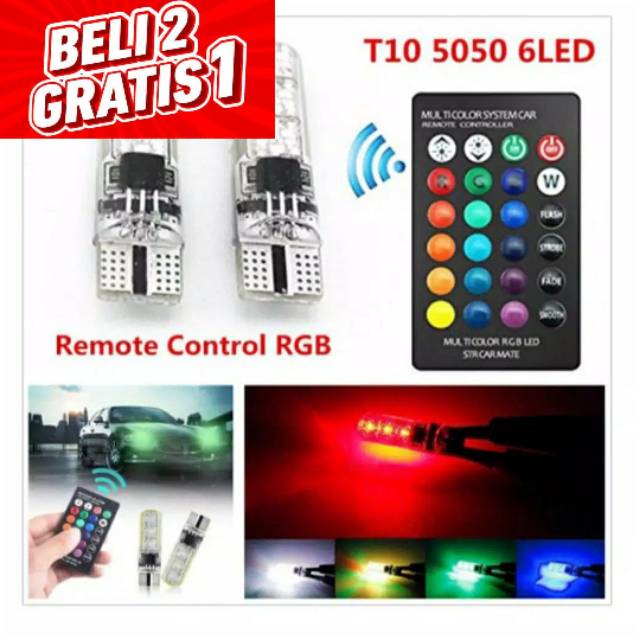 2 Lampu Remote LED ,Lampu Remote Warna Warni Lampu LED Warna Warni 16 warna Lampu LED Mobil