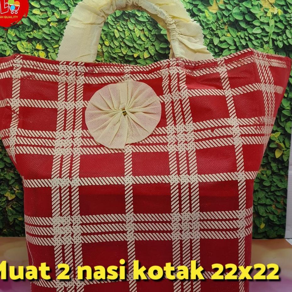 

❇ 12pcs Tas Kain Spunbond Pita Tebal utk 2dus nasi 22x22 box Hajatan Syukuran Parcel Goodie Bag ✿