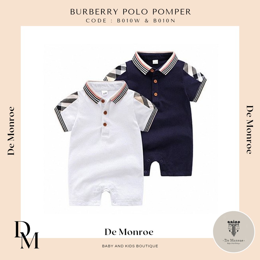 De Monroe Baju Bayi dan Anak Baby Polo Shirt Kaos Polo Fashion Burberry Berkerah Romper Anak Cowok