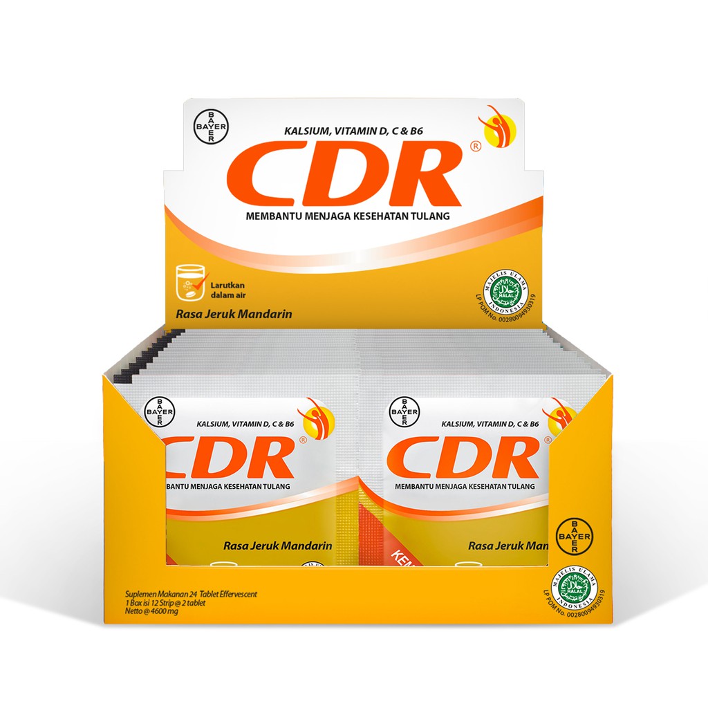grosir per box CDR Sachet Suplemen Kalsium Rasa Jeruk 24 Sachet
