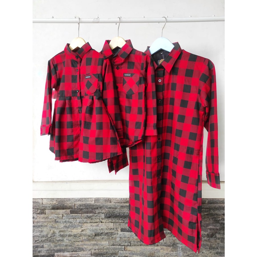 kemeja flanel couple keluarga/kemeja pria/tunik wanita/kemeja anak/dress anak