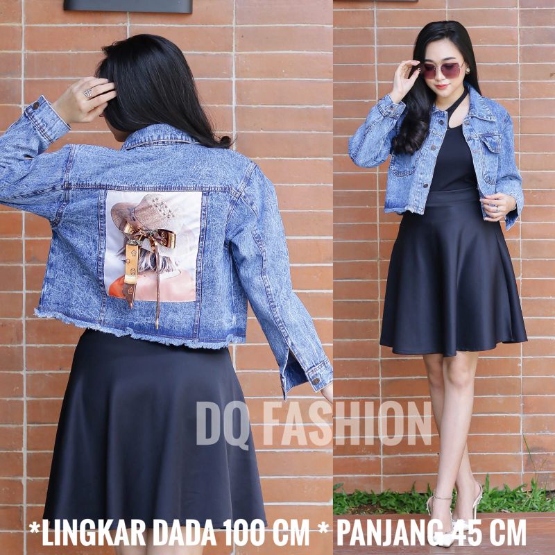 JAKET WANITA JUMBO DENIM WASH TEBAL BORDIL MUAT BB 70-90 KG OVERSIZE