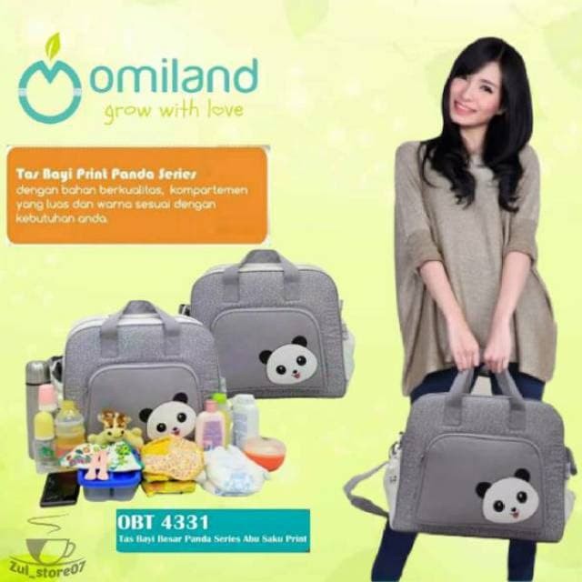 Omiland OBT4331 Tas Bayi Besar Panda Series Abu