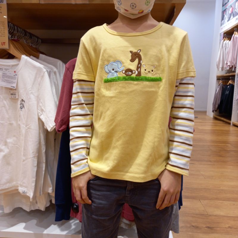 UNIQLO ORIGINAL SALE 80% Kaos Lengan Panjang Polos Garis