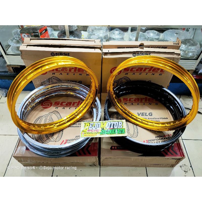 VELG RX KING RING 18 MODEL EXCEL DAN TK RACING TITANIUM HITAM GOLD LEBAR 185 DEPAN 215 BELAKANG SCAR