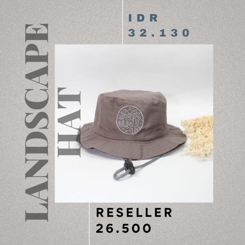 LANDSCAPE HAT - Topi Anak Bucket Safari Tali Bordir Cewek Cowok Laki Perempuan Korean Lucu Canvas