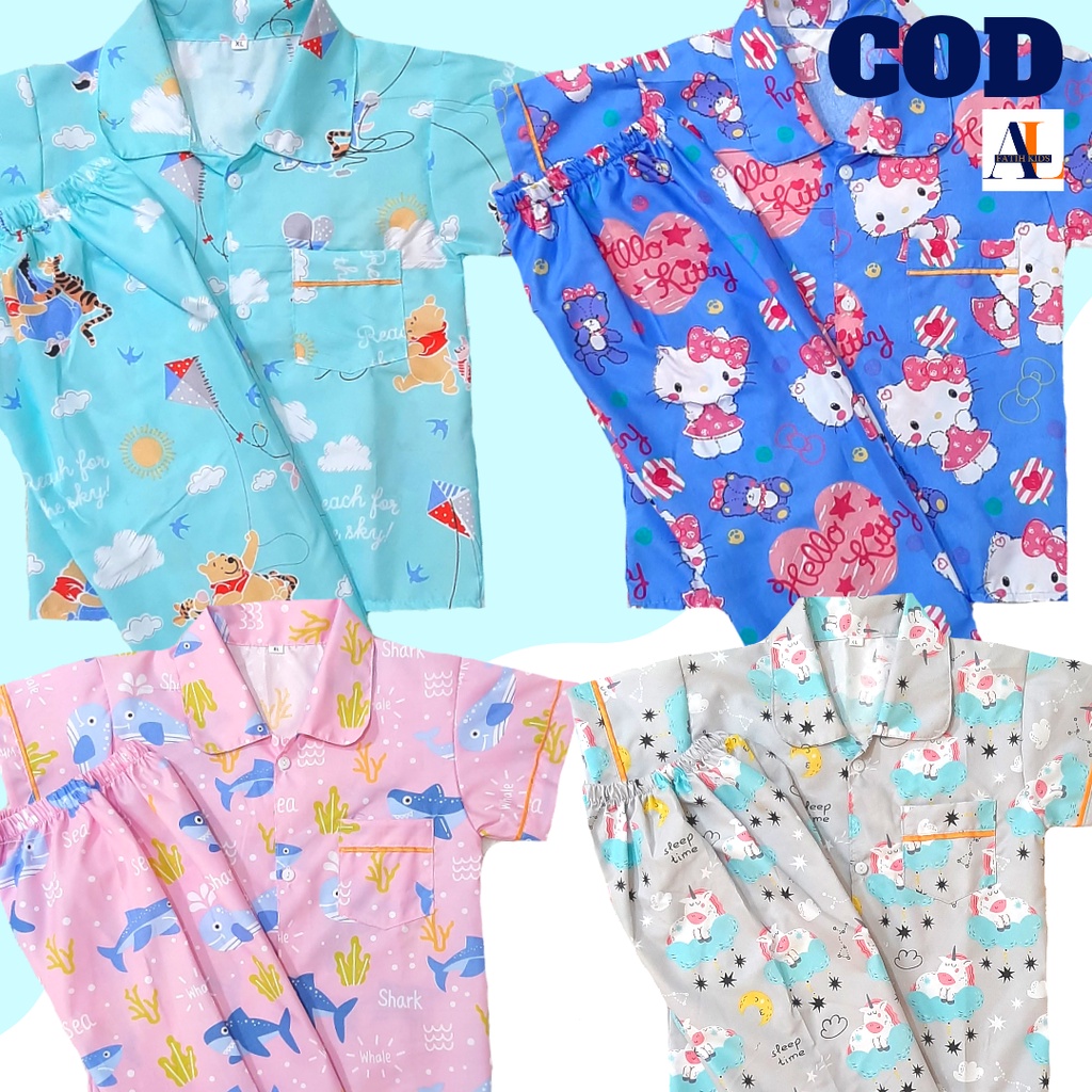 Piyama anak perempuan 1-10 tahun  baju tidur piama anak perempuan baju piyama anak unicorn awan pink