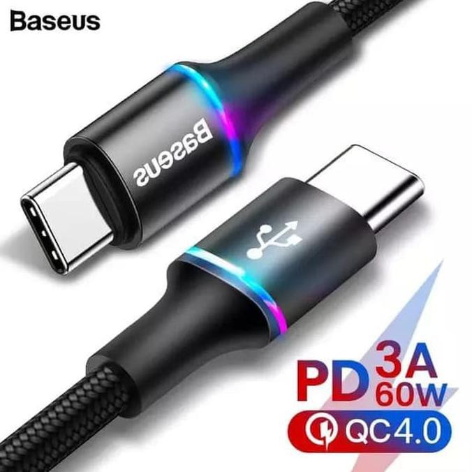 ORIGINAL BASEUS HALO CABLE USB TYPE C TO C 60W KABEL 50CM SUPER CHARGE