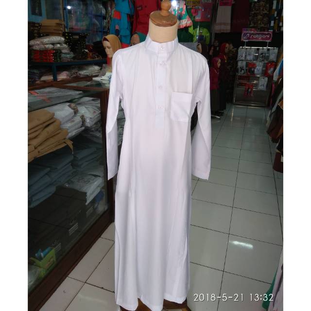 Jubah Dewasa Pria Putih dan Hitam Polos