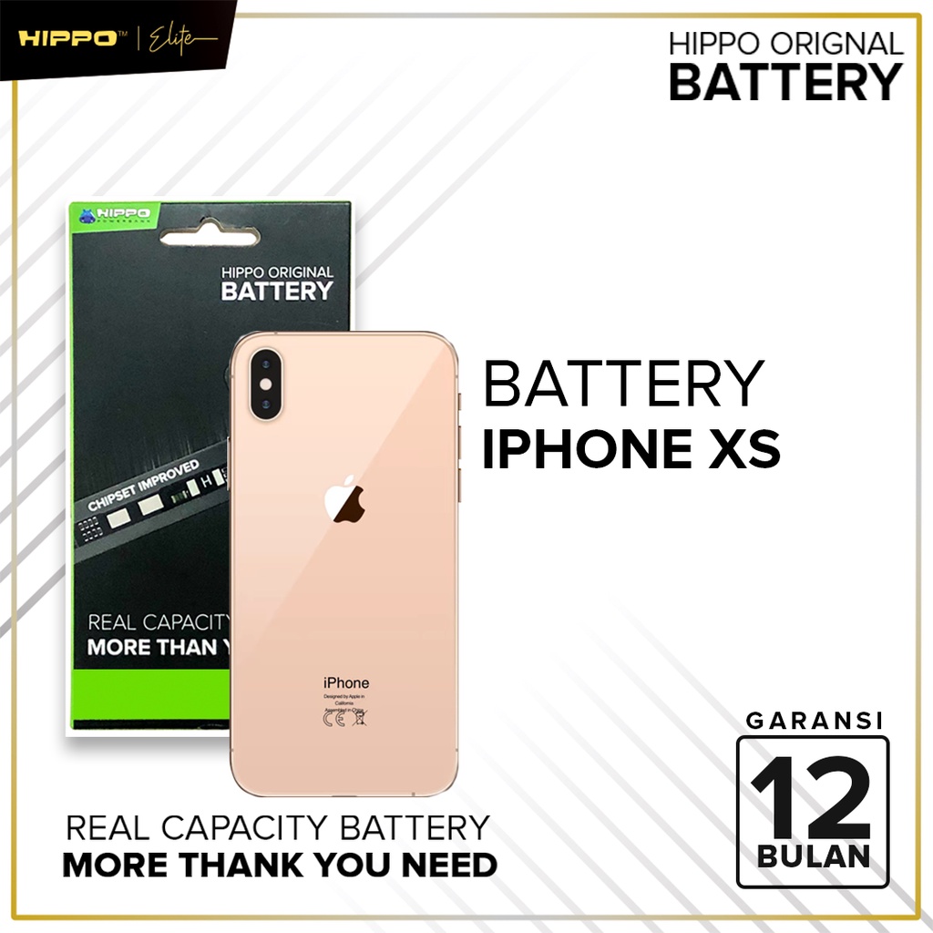 Hippo Baterai iPhone XS 2800mAh Original Battery Batere Premium Batu Batre Batrai Handphone Garansi Resmi