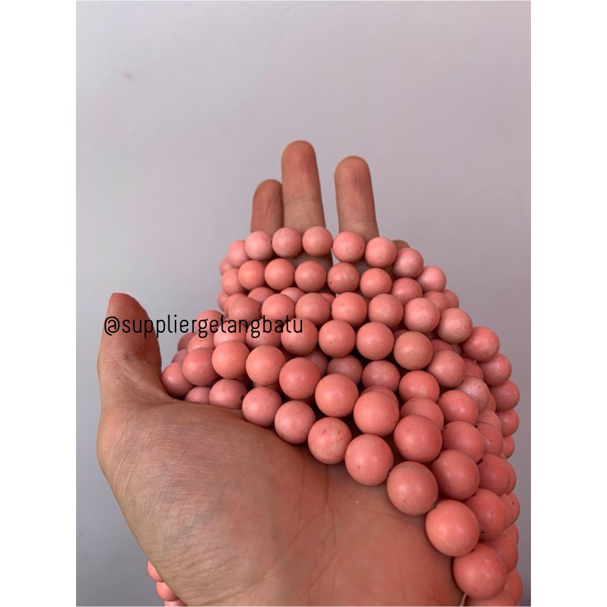 bahan soft pink pirus 12mm natural phyrus gelang kalung merah jambu