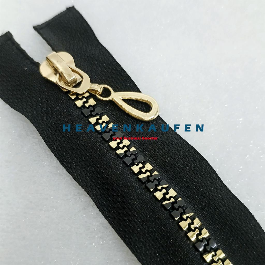 Resleting Zipper Ritsleting 50 cm Vislon Hitam Lurik Kode E Nomor 5 Set Open - End