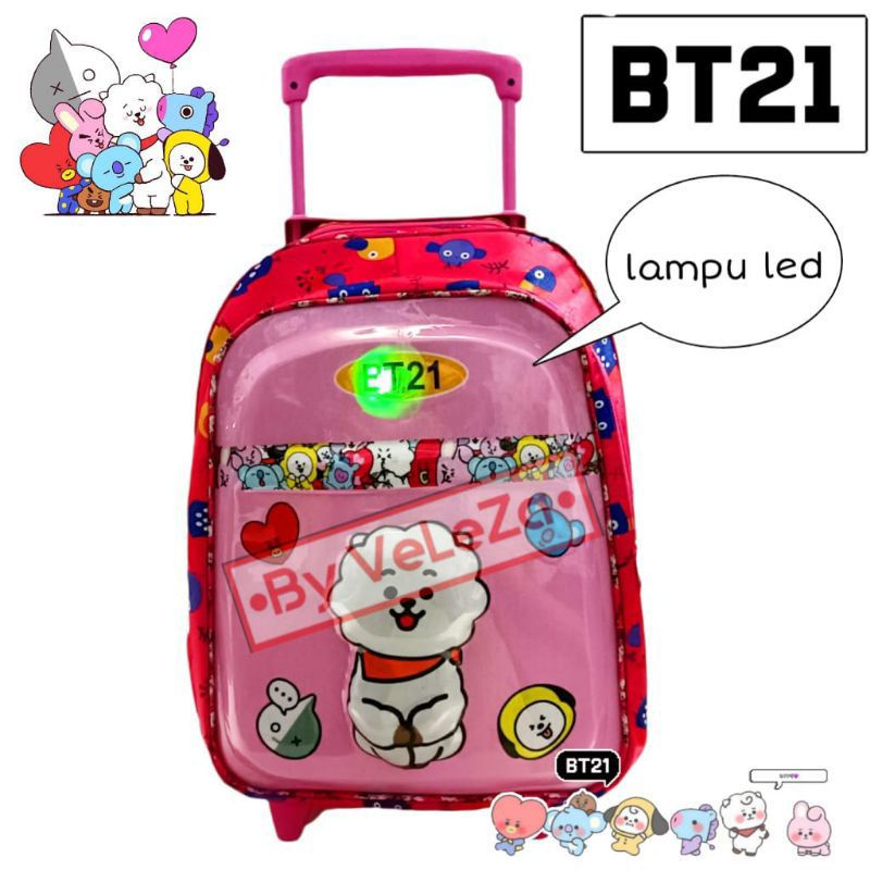 Tas troli tas dorong tas ransel anak perempuan karakter BETE21 led - tas troli
